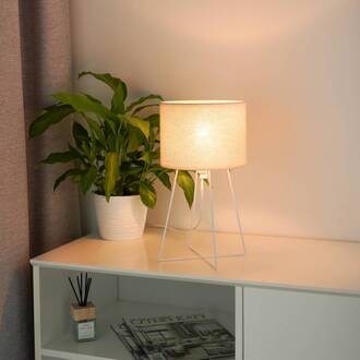 Tafellamp Trixi met draadframe wit/beige, stof, E14 beige, wit