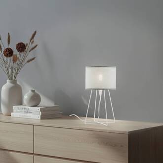 Tafellamp Trixi, metaal, stof, saliegroen, wit