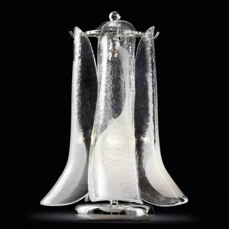 Tafellamp Tulipani met Murano-Glas helder, wit, chroom