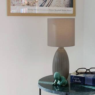 Tafellamp Uno, bruin, hoogte 37 cm, textiel/keramiek