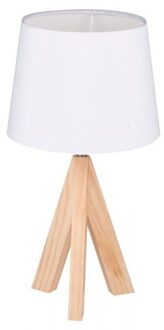 Tafellamp - Vintage - Retro - Hout - Wit - 40cm