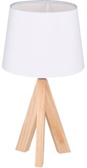 Tafellamp - Vintage - Retro - Hout - Wit - 40cm