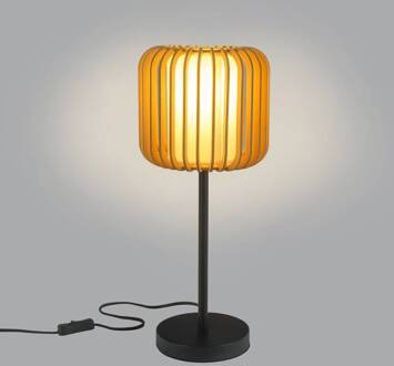 tafellamp Viva, lichtbruin, hout/metaal, hoogte 49 cm lichtbruin, zwart, wit