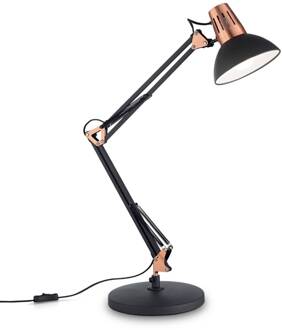 Tafellamp Wally met scharnierarm, zwart / koper zwart mat, koper