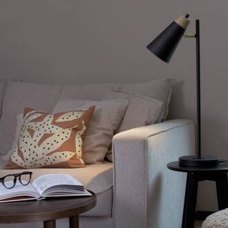 tafellamp Wien, zwart, hoogte 64 cm, GU10, metaal zwart, houtkleurig, goud