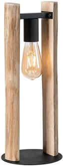 Tafellamp Woody - Naturel Hout | Zwart Metaal Bruin