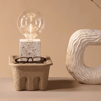 Tafellamp 'Zacharia' Terrazzo, kleur Wit