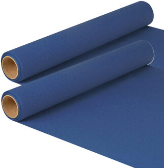 Tafelloper - 2x - blauw - 500 x 40 cm - papier - tafelkleed loper - tafelversiering