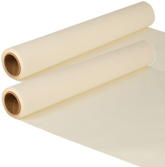 Tafelloper - 2x - creme wit - 500 x 40 cm - papier - tafelkleed loper - tafelversiering