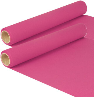 Tafelloper - 2x - fuchsia roze - 500 x 40 cm - papier - tafelkleed loper - tafelversiering