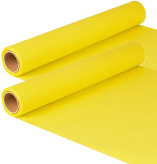 Tafelloper - 2x - geel - 500 x 40 cm - papier - tafelkleed loper - tafelversiering