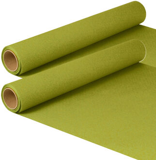 Tafelloper - 2x - groen - 500 x 40 cm - papier - tafelkleed loper - tafelversiering