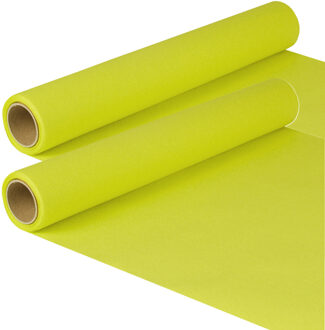 Tafelloper - 2x - limegroen - 500 x 40 cm - papier - tafelkleed loper - tafelversiering
