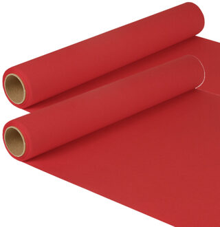 Tafelloper - 2x - rood - 500 x 40 cm - papier - tafelkleed loper - tafelversiering