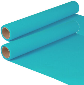 Tafelloper - 2x - turquoise - 500 x 40 cm - papier - tafelkleed loper - tafelversiering