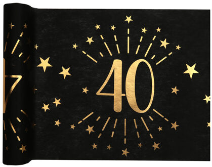 Tafelloper 40 jaar verjaardag - 30 x 500 cm - op rol - zwart/goud - Feestartikelen