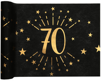 Tafelloper 70 jaar verjaardag - 30 x 500 cm - op rol - zwart/goud - Feestartikelen