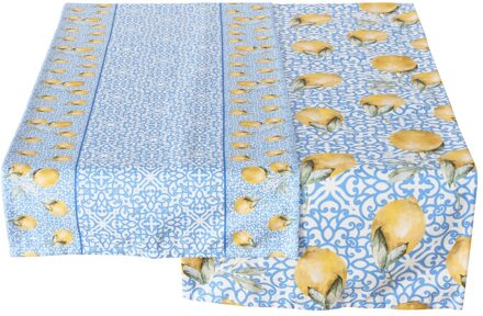 Tafelloper Citroen 'Capri' Polyester 40x140cm 2 Assorti blauw