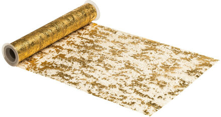 Tafelloper op rol - goud - 29 x 500 cm - polyester - Feesttafelkleden Goudkleurig