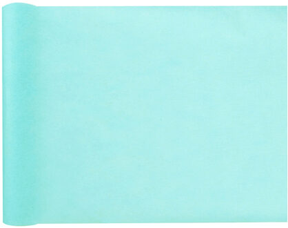 Tafelloper op rol - polyester - azuurblauw - 30 cm x 10 m - Feesttafelkleden