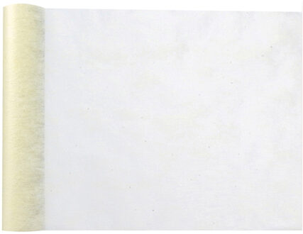 Tafelloper op rol - polyester - ivoor wit - 30 cm x 10 m - Feesttafelkleden Crème