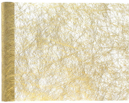Tafelloper op rol - polyester - metallic goud - 30 x 500 cm - Feesttafelkleden Goudkleurig