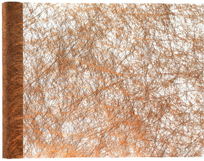 Tafelloper op rol - polyester - metallic koper - 30 x 500 cm - Feesttafelkleden Koperkleurig
