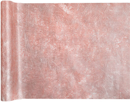 Tafelloper op rol - polyester - metallic rose goud - 30 x 500 cm - Feesttafelkleden Goudkleurig