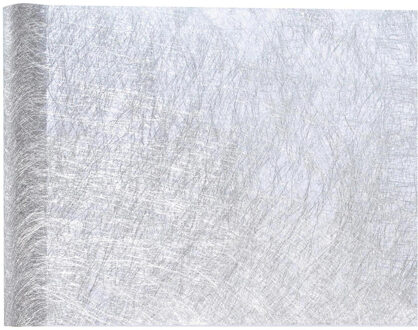 Tafelloper op rol - polyester - metallic zilver - 30 x 500 cm - Feesttafelkleden Zilverkleurig