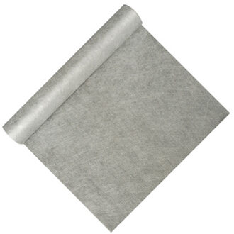 tafelloper op rol - zilver - 40 x 480 cm - polyester - Feesttafelkleden Zilverkleurig