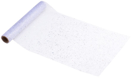 Tafelloper op rol - zilver - glitter pailletten - sequin - 30cm x 3m - stof