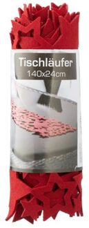 Tafelloper/tablerunner rood met sterren 24 x 140 cm