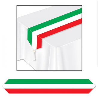 Tafelloper vlag Italie - rood wit groen - 180 x 28 cm - papier - Landen thema decoratie