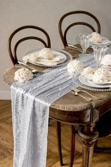 Tafelloper Zilver Pailletten (5m) Zilver - Grijs