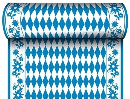 Tafellopers blauw/wit geruit 2400 x 40 cm