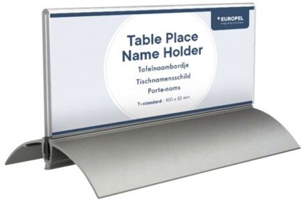 Tafelnaambord OPUS 2 61x150mm acryl aluminium Transparant