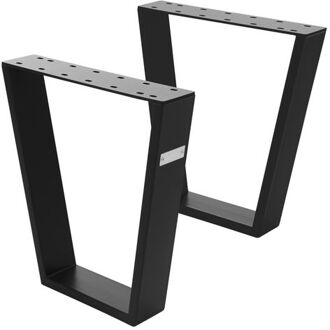 Tafelpoten Set van 2 Trapezium Design 40x43 cm Zwart Staal ML-Design