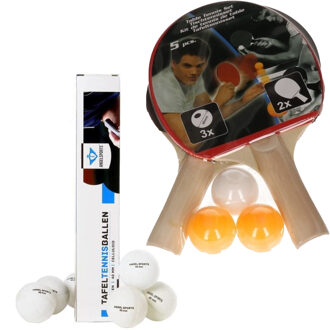 Tafeltennis of ping pong setje - van 2 batjes - en 9x tafeltennis balletjes