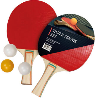 Tafeltennis set - 2 houten batjes - standaard formaat - ca 25x15x2 cm - hout/plastic - pingpongset Multi