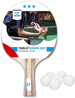 Tafeltennis set met 1x batje 3 sterren + 12x tafeltennis/ping pong balletjes wit 4 cm - Tafeltennisbats Multikleur