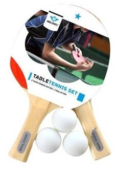 Tafeltennis set met 2 batjes en 3 ballen - Tafeltennisset Multikleur