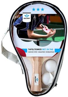 tafeltennisset met 2 x 3-ster batjes en 2 ballen Multikleur