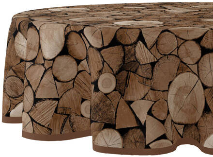 Tafelzeil rond hout bruin - 160 cm