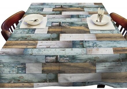 Tafelzeil - steigerhout planken - blauw - 1,4 x 2,5 m - binnen/ buiten