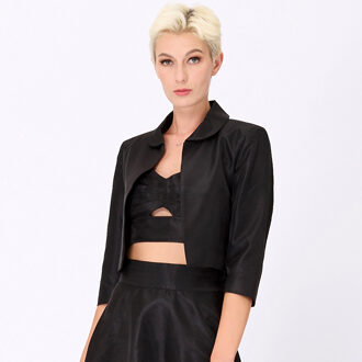 Taffeta Crop Jas Zwart - L