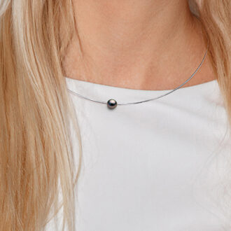 Tahitian Pearl Necklace OMEGA Ronde 9-10 mm 925 - maat Naturel