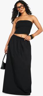 Taille Met Trekkoord, Katoenen Poplin Maxirok, Black - 42