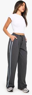 Tailored Broek Met Zijgestreept Detail En Wijde Pijp, Charcoal - 34