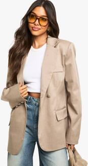 Tailored Cinched Waist Wrap Blazer, Mushroom - 40