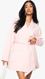 Tailored Oversized Wrap Blazer Dress, Pink - 38